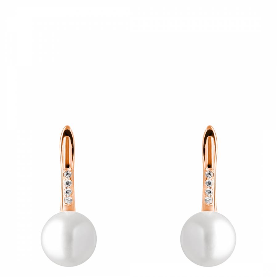 White Pearl Rose Gold Plated Earrings