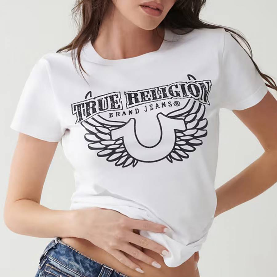 White Large Graphic Cotton T-Shirt
