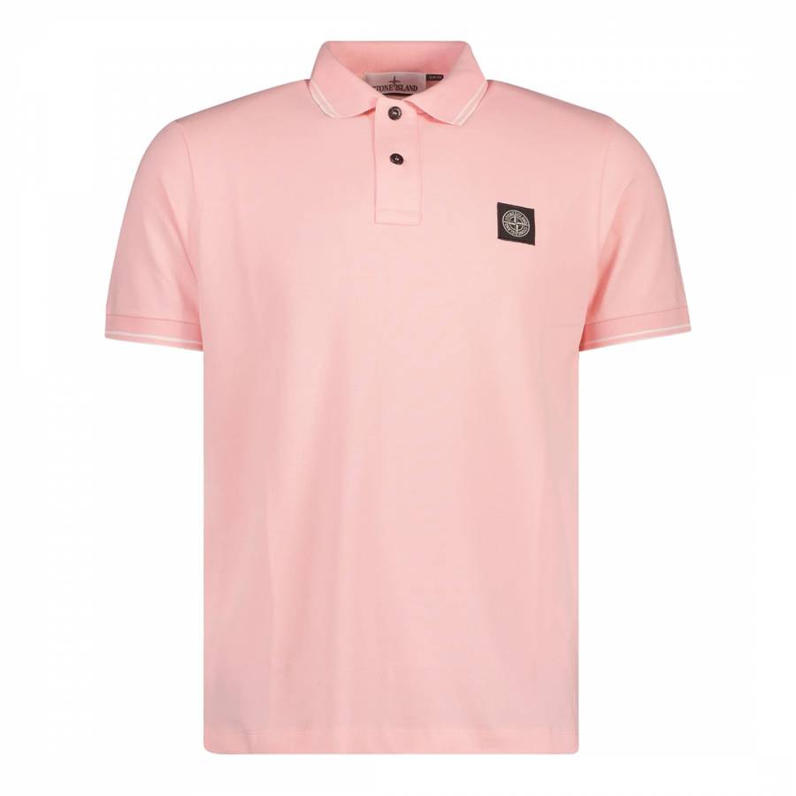 Pink Pique Cotton Blend Polo Shirt