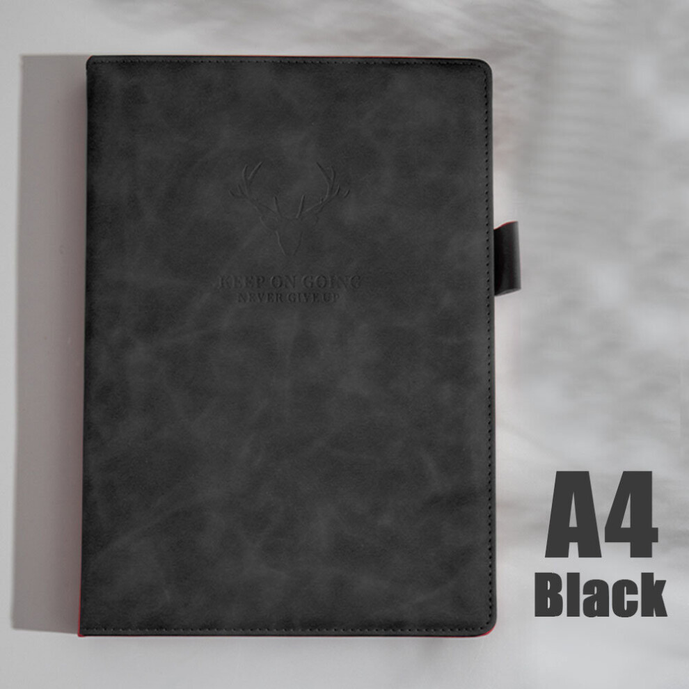 (Black) 360 Pages A5 PU Leather Cover Journal Notebook Diary
