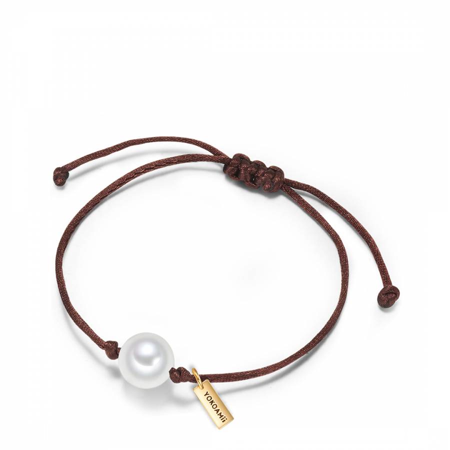 Textile (Brown) Shell Pearl White Bracelet