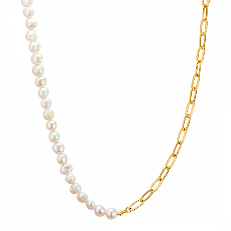 Yellow Gold Freshwater Cultured Pearl Necklace