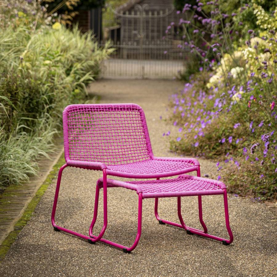 Aikins Lounge Chair with Footstool Pink