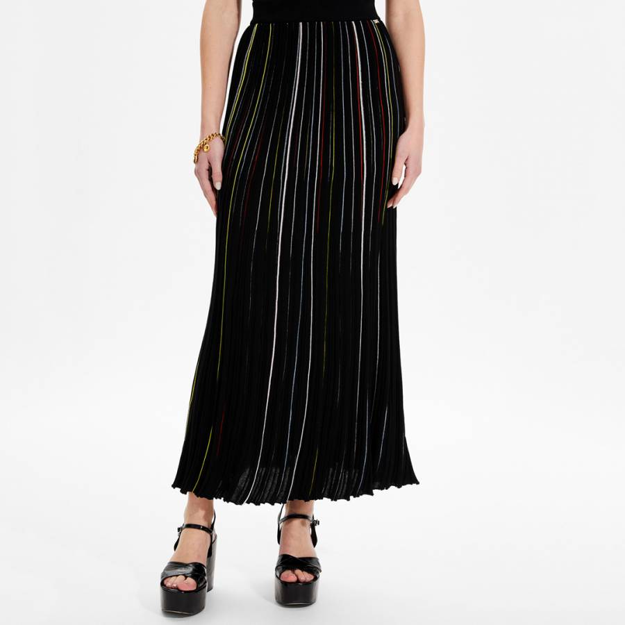 Black Linen Blend Maxi Skirt