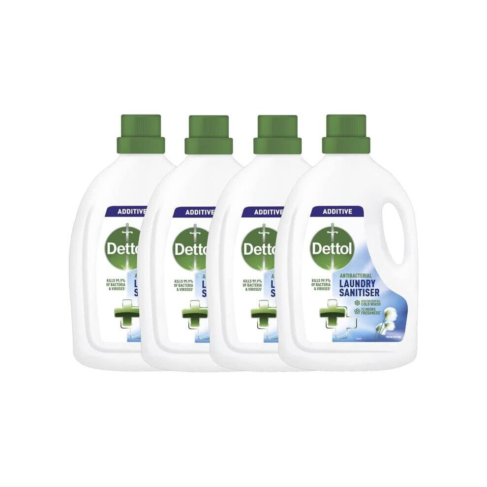 Dettol Antibacterial Laundry Cleanser Fresh Cotton 1.5 L, Pack of 4