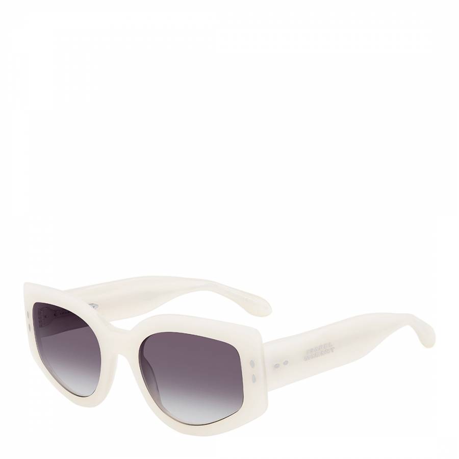 Pearled White Rectangular Sunglasses