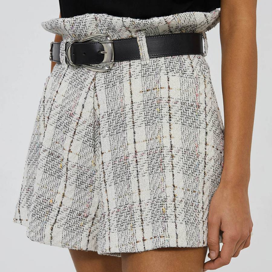 Beige and Grey Check Short