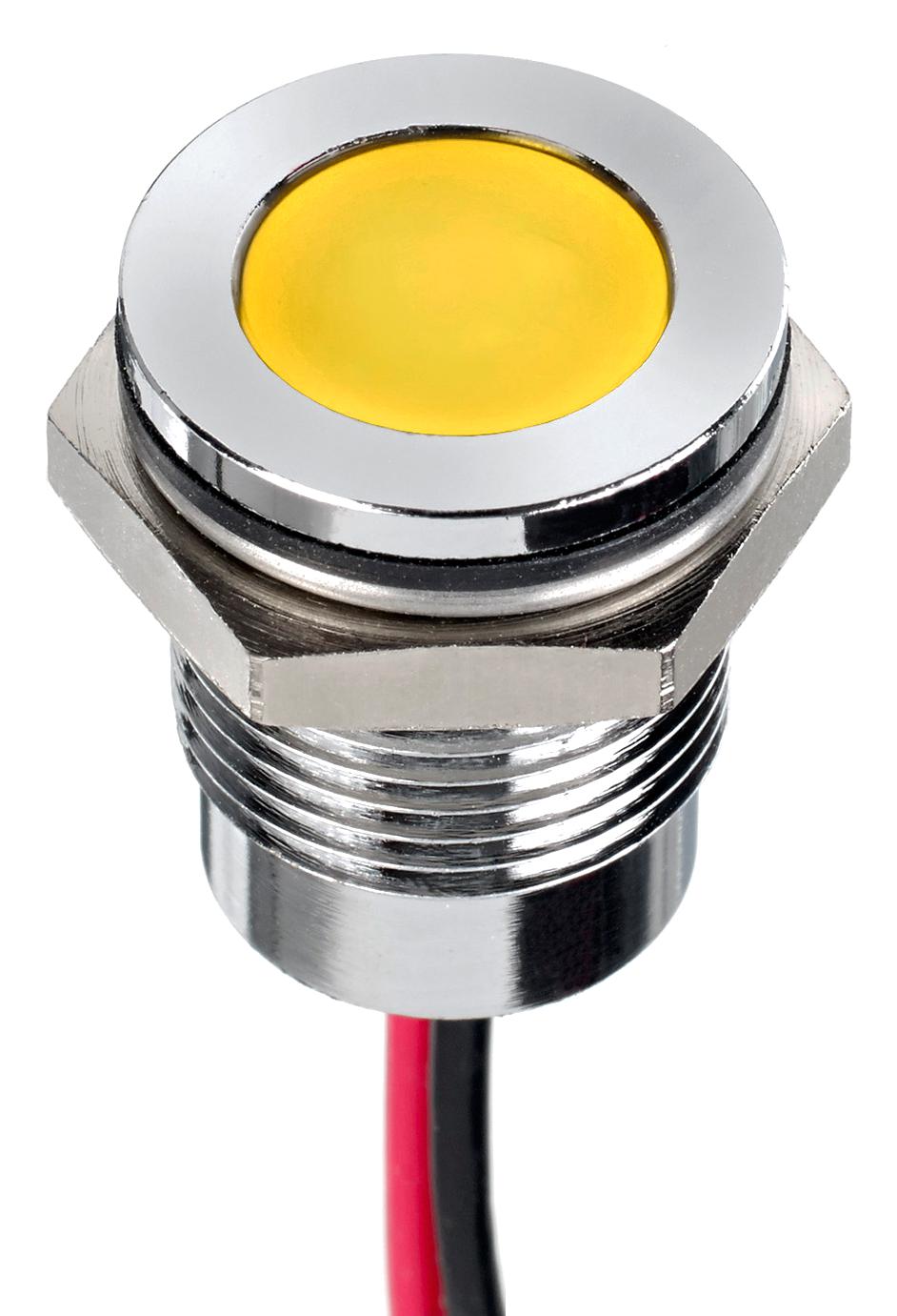 APEM Q14F5Cxxhy12E Led Panel Indicator, Yellow, 14mm, 12Vdc