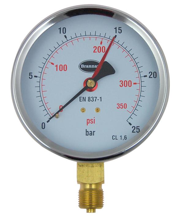 Brannan 34/657/0 Pressure Gauge, Dial, 0 To 25 Bar