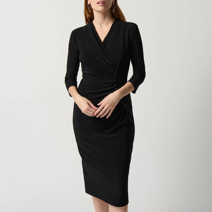 Black V-Neck Midi Dress