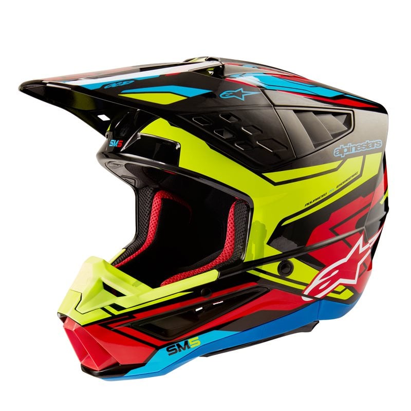 Alpinestars S-M5 Action 2 Helmet Ece 22.06 Black Yellow Fluo Bright Red G Size L