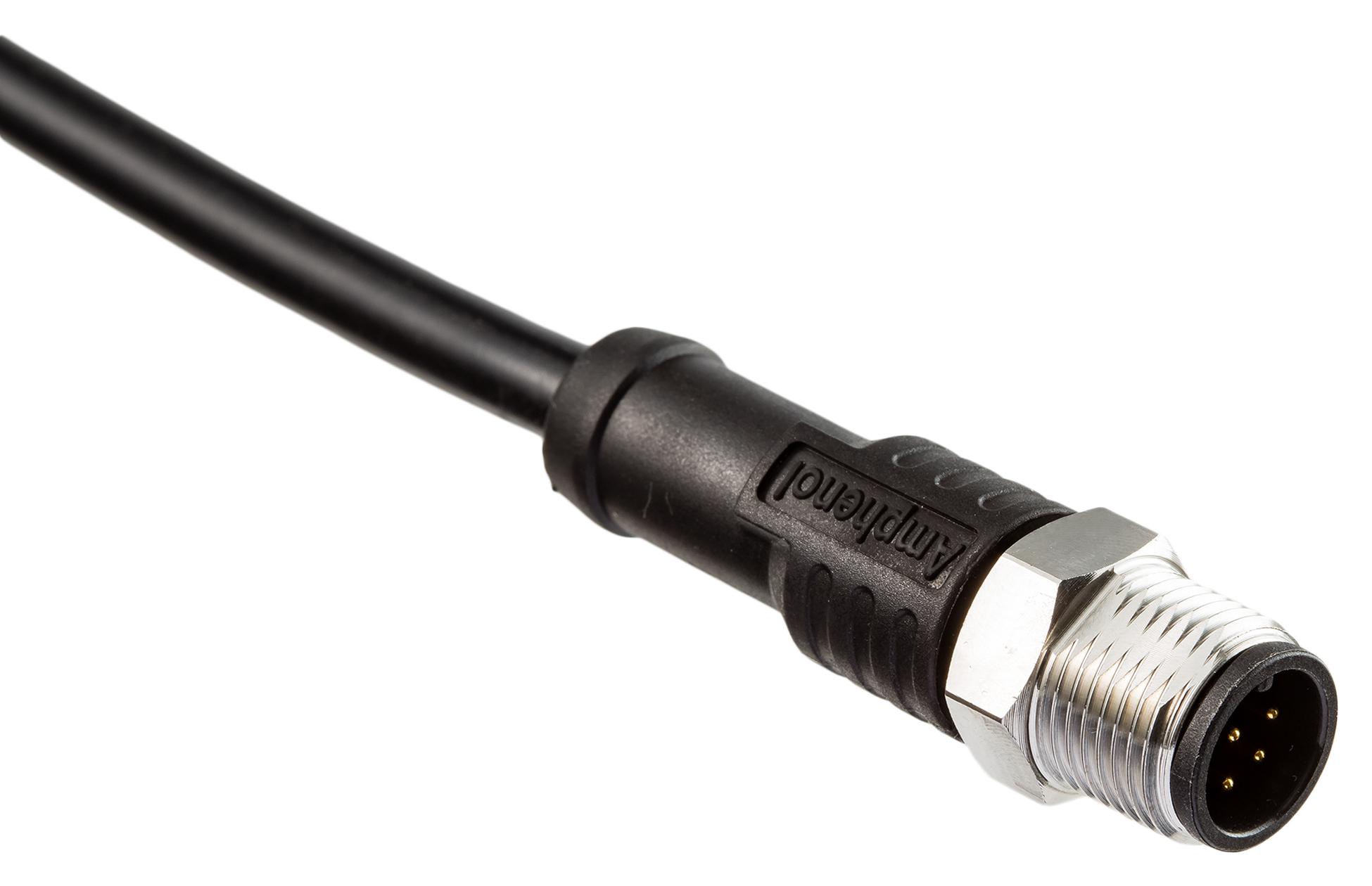 Amphenol LTW Sm12A-05Bmm-Sl8D02. Sensor Cord, 5P M12 Plug-Free End, 2M