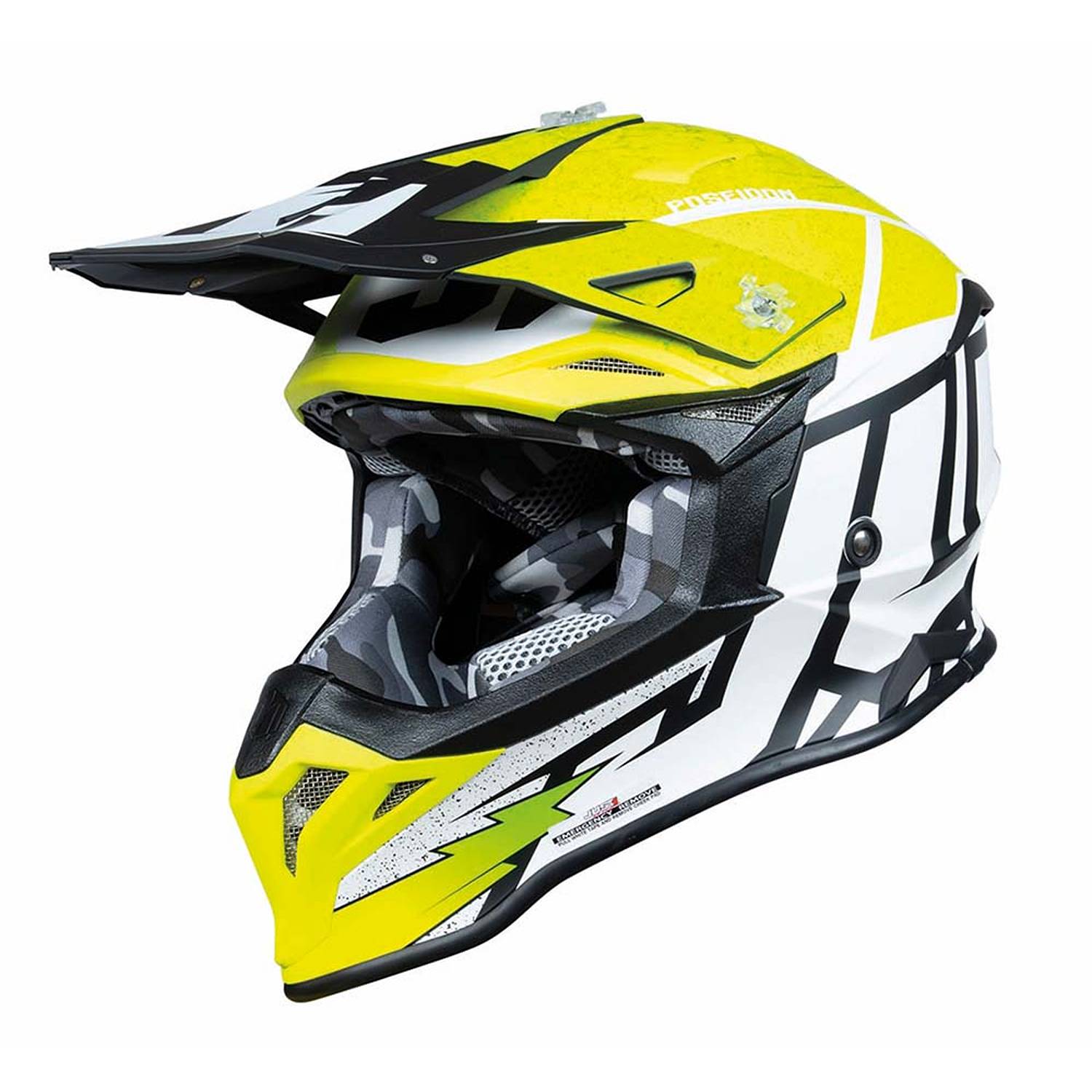 Just1 J39 Poseidon Yellow Black White Matt Offroad Helmet Size XS