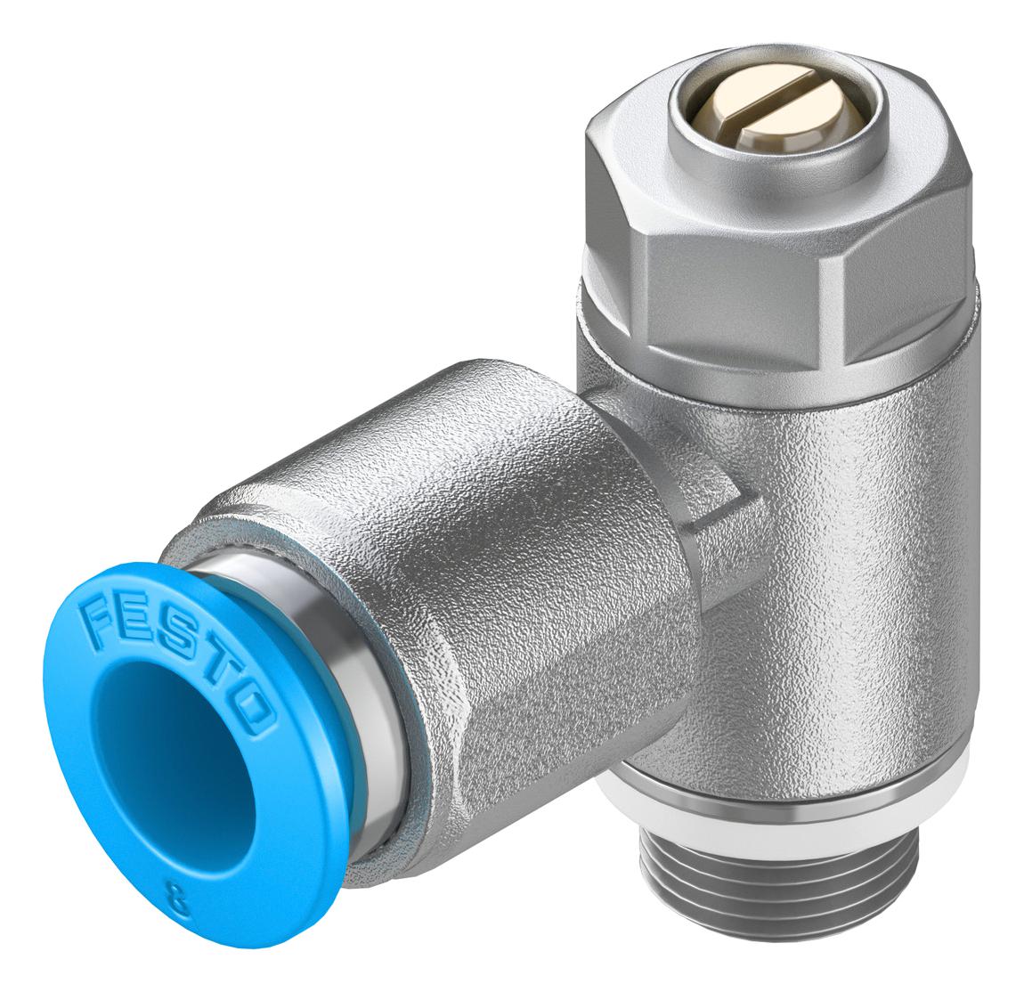 Festo Grlz-1/8-Qs-8-D 1-Way Flow Ctrl Valve, Qs-8-G1/8, 10Bar