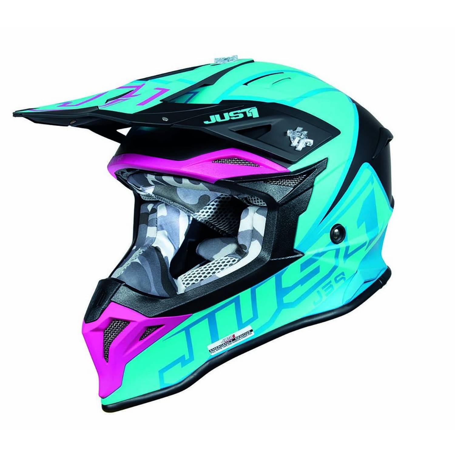 Just1 J39 Thruster Petrol Blue Pink Offroad Helmet Size XS