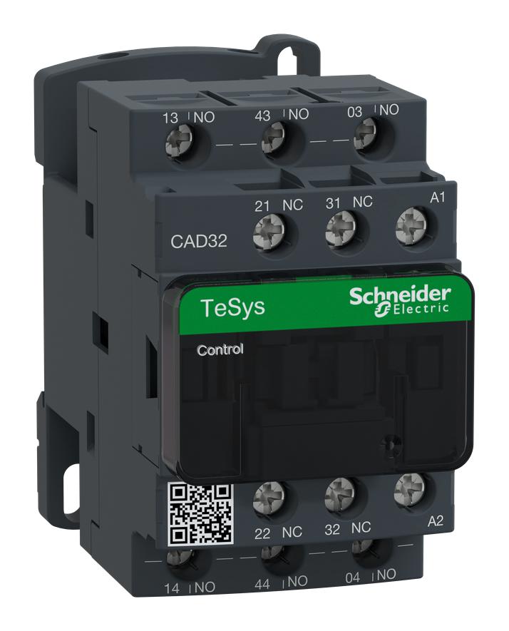 Schneider Electric Cad32F7 Relay, 3No, 2Nc, 600Vac, 10A