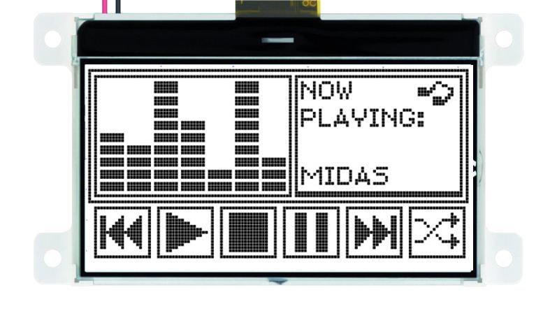 Midas Displays Mccog128064C6Wd-Fptlw Graphic Lcd, Blk On Wht, Cog, 128X64, 3V