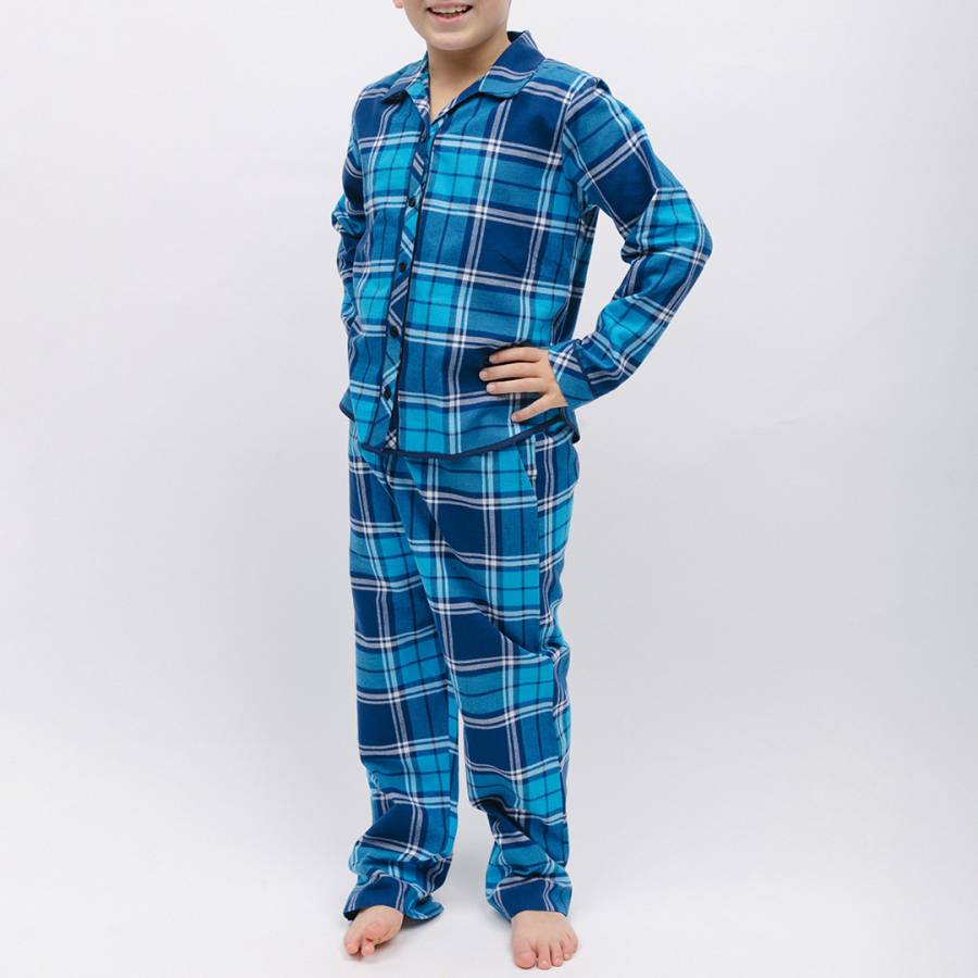 Blue Felix Unisex Woven Check Pyjama Set