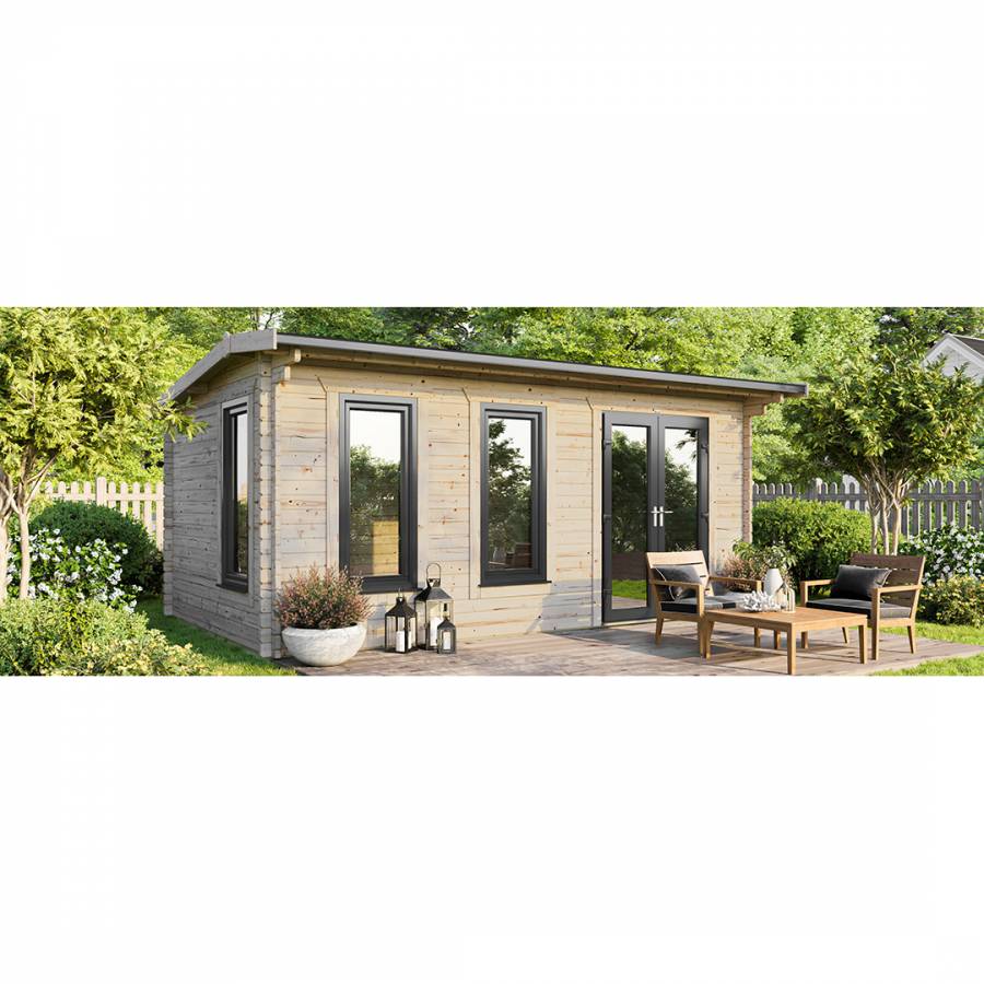 SAVE £1410  20x12 Power Apex Log Cabin Right Double Doors - 44mm