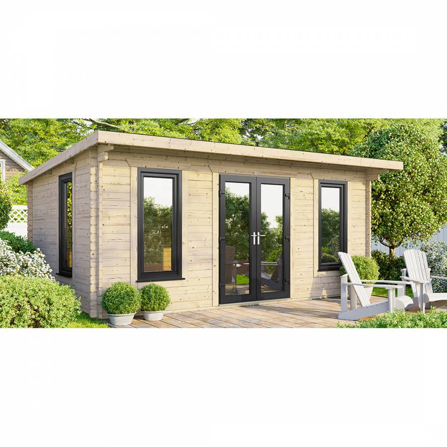 SAVE £1270 18x10 Power Pent Log Cabin Doors Central  -  44mm