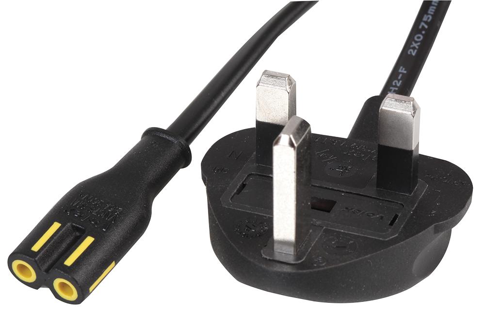 Volex 152610 Power Cord, Uk Plug To C7 Connector, 1M