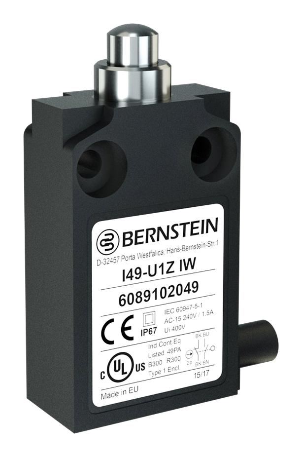 Bernstein I49-U1Z Iw Limit Switch, Spst, Plunger, 10A/24Vac