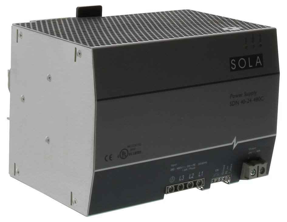 SolaHD Sdn40-24-480C Ac-Dc Converter, Din Rail, 1 O/p, 960W, 40A, 24V