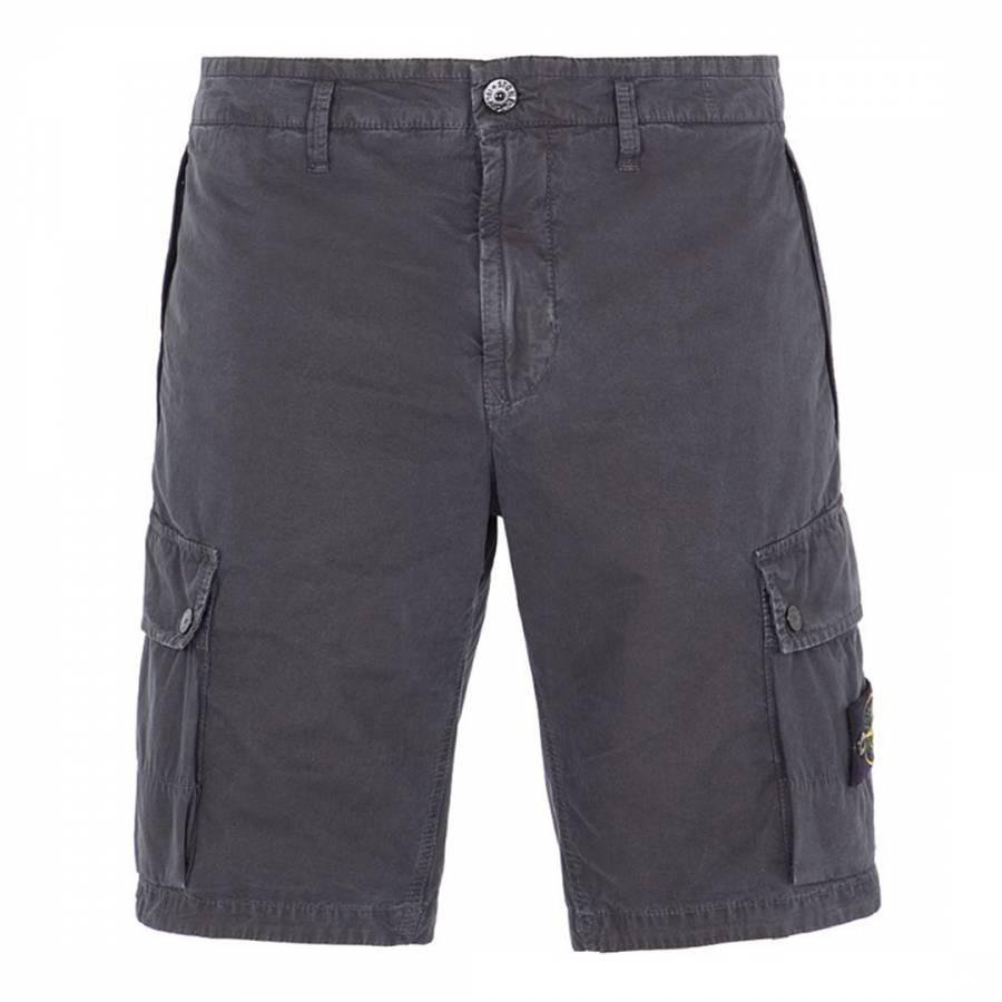 Navy Garment Dyed Brushed Cotton Shorts