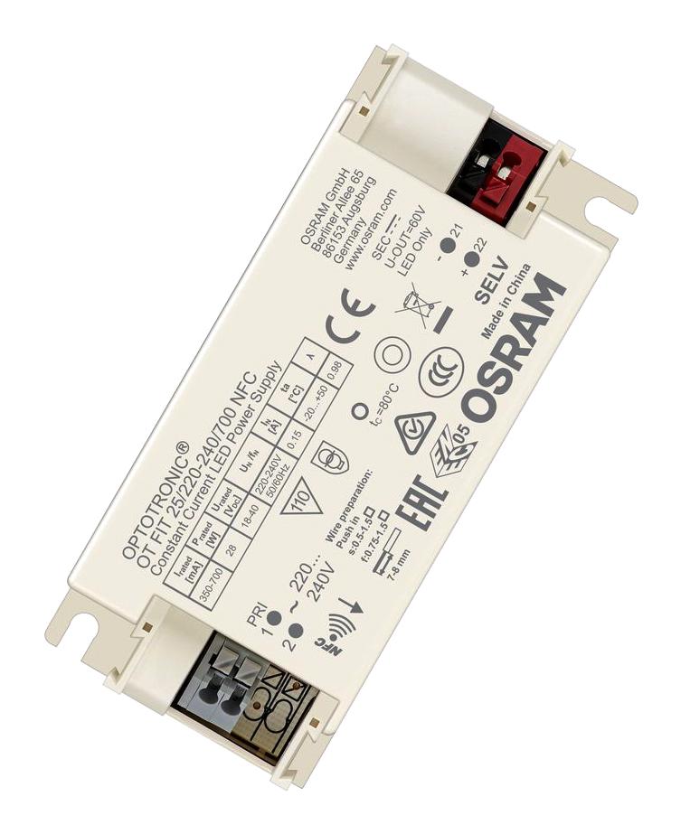 Osram Ot-Fit-25/220-240/700-Nfc Led Driver, Constant Current, 28W