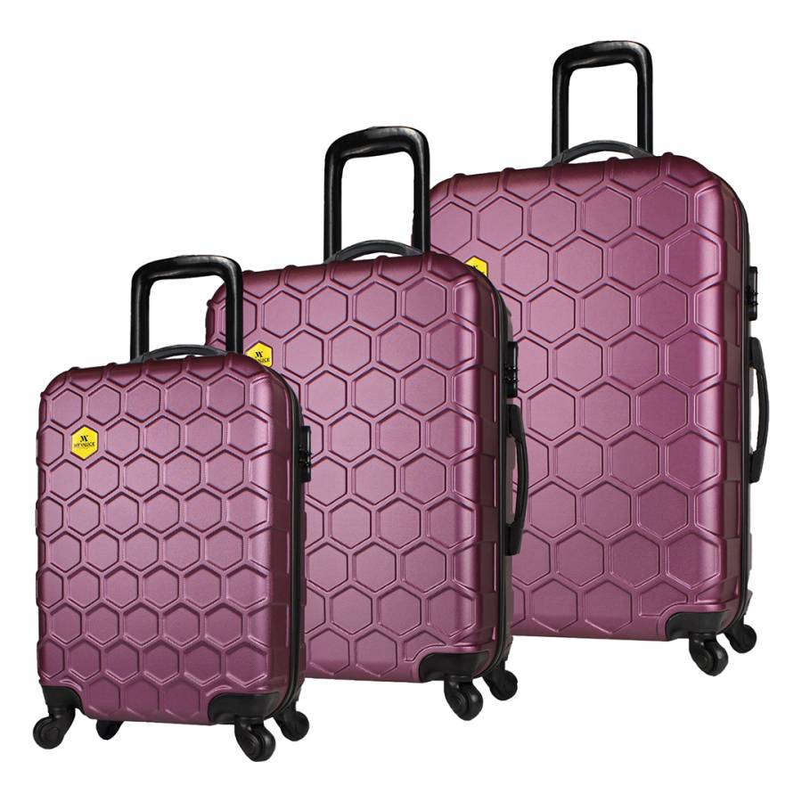Fuchsia Set of Three Suitcases