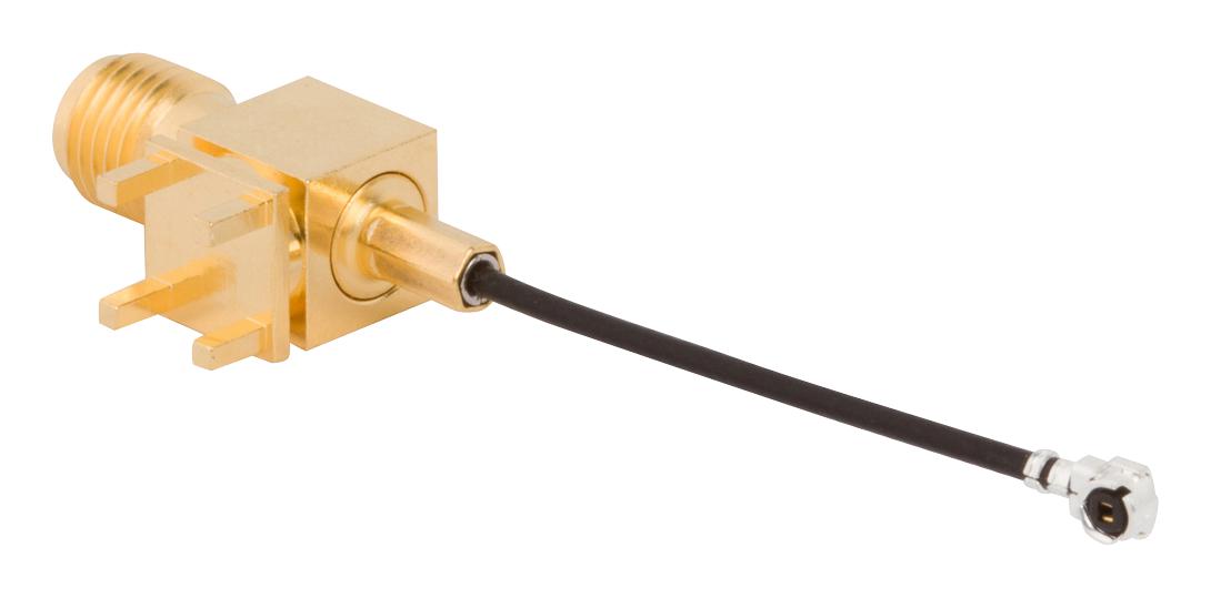 Amphenol RF 095-902-492-200 Sma Right Angle Pcb Jack To Amc Plug On 1.13mm Cable, 200 mm