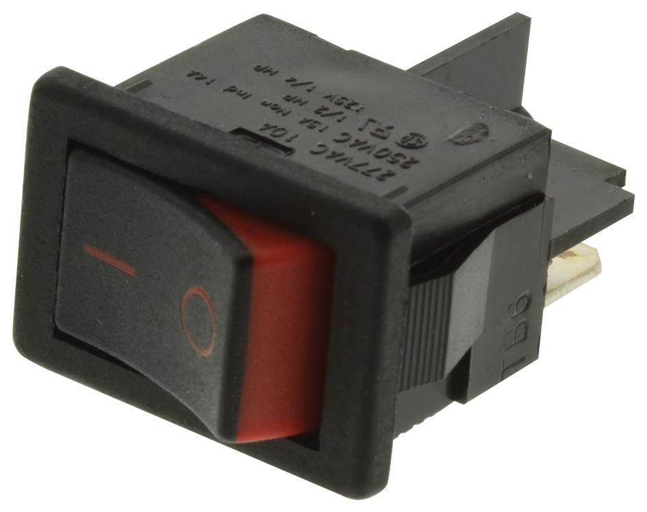 Arcolectric (Bulgin) H8500Xbaaa Rocker Switch, Spst, Black/red, I/o