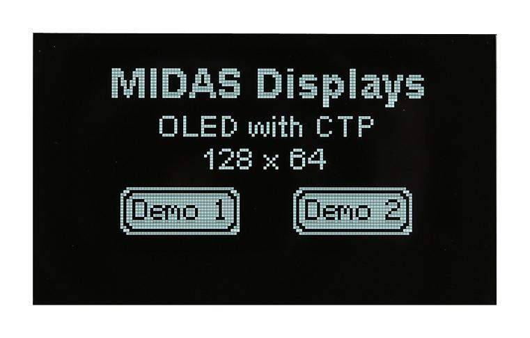 Midas Displays Mdog128064H1D-Wmc Display, 128 X 64, Cog, Wht On Blk, Spi