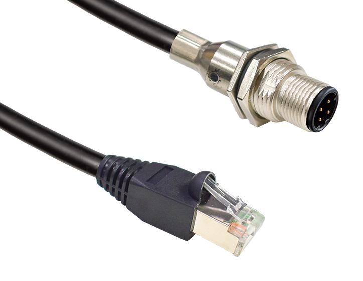 Amphenol LTW Msds-04Pmmj-Sf8Ca5 Cable Assy, 4P M12 Plug-Rj45 Plug, 500mm