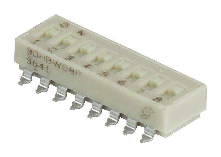 Grayhill 90Hbw08Prt Dip Switch, 8Ckt, Spst-Nc, 0.1A, 6V, Smd