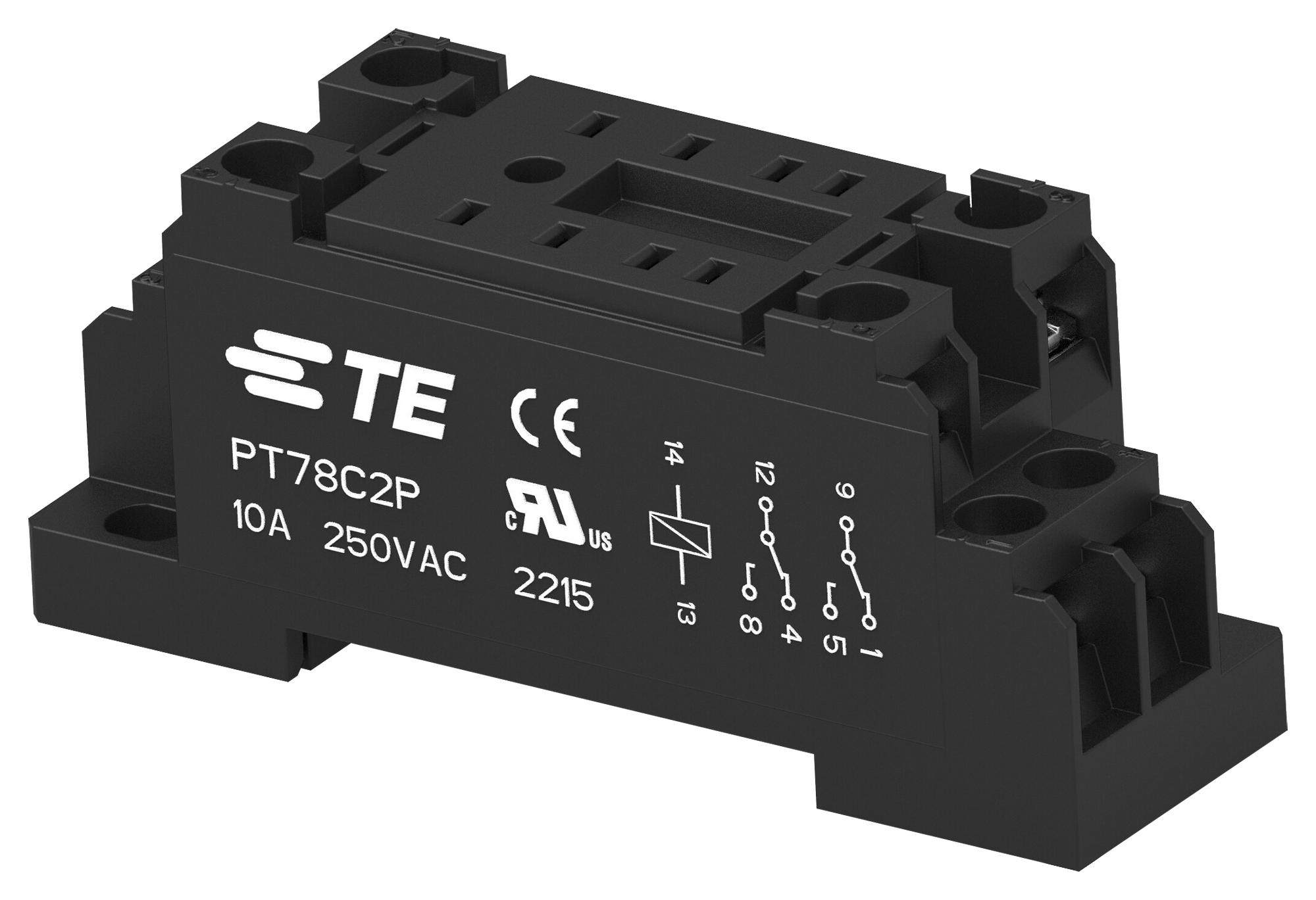 Amp Connectors / Te Connectivity 2071566-3 Relay Socket, 8 Pin, 10A, 250V, Din Rail