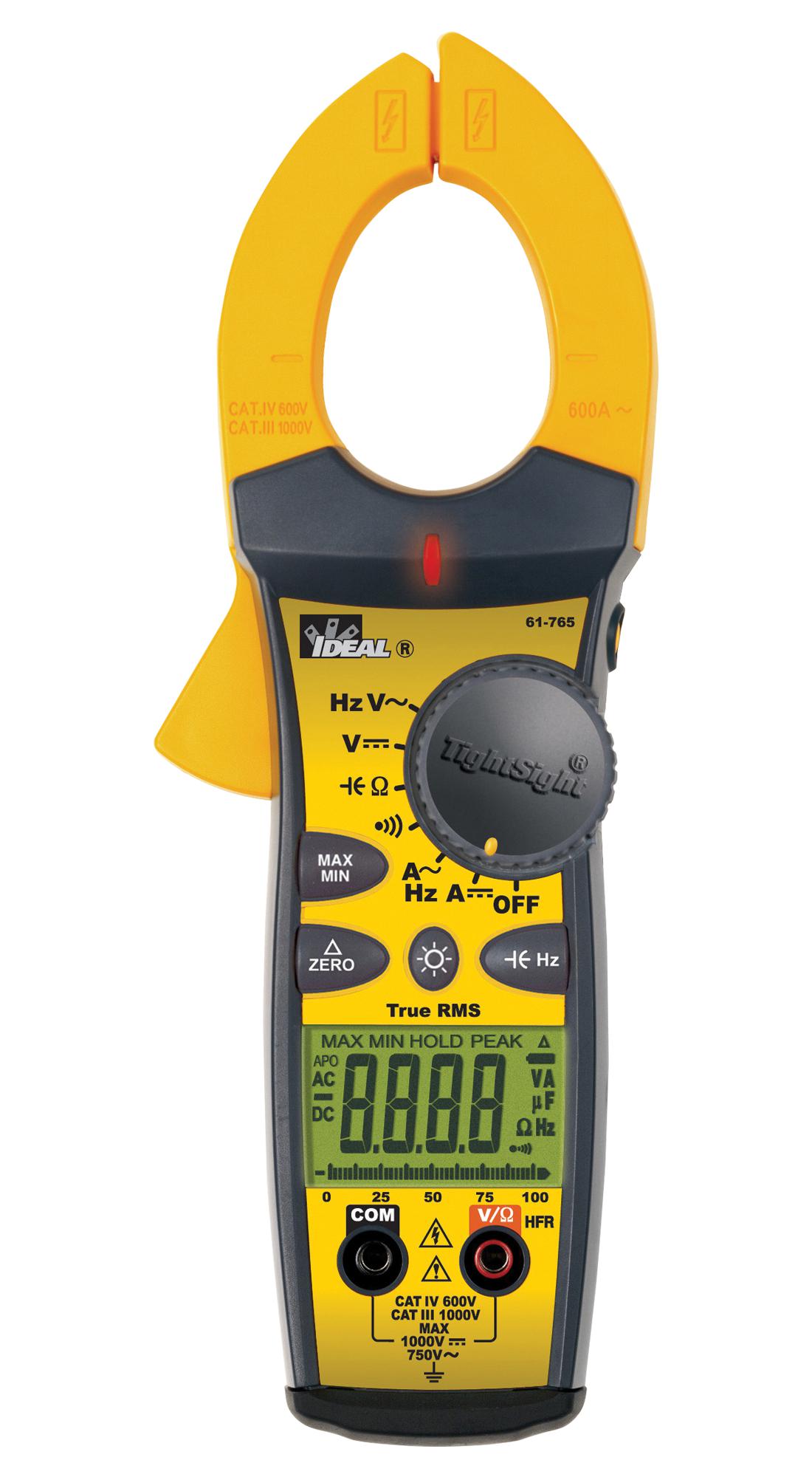 Ideal 61-765 Multimeter, Clamp, Auto, True Rms, 660A