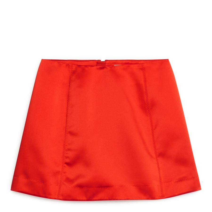 Orange Satin Mini Skirt
