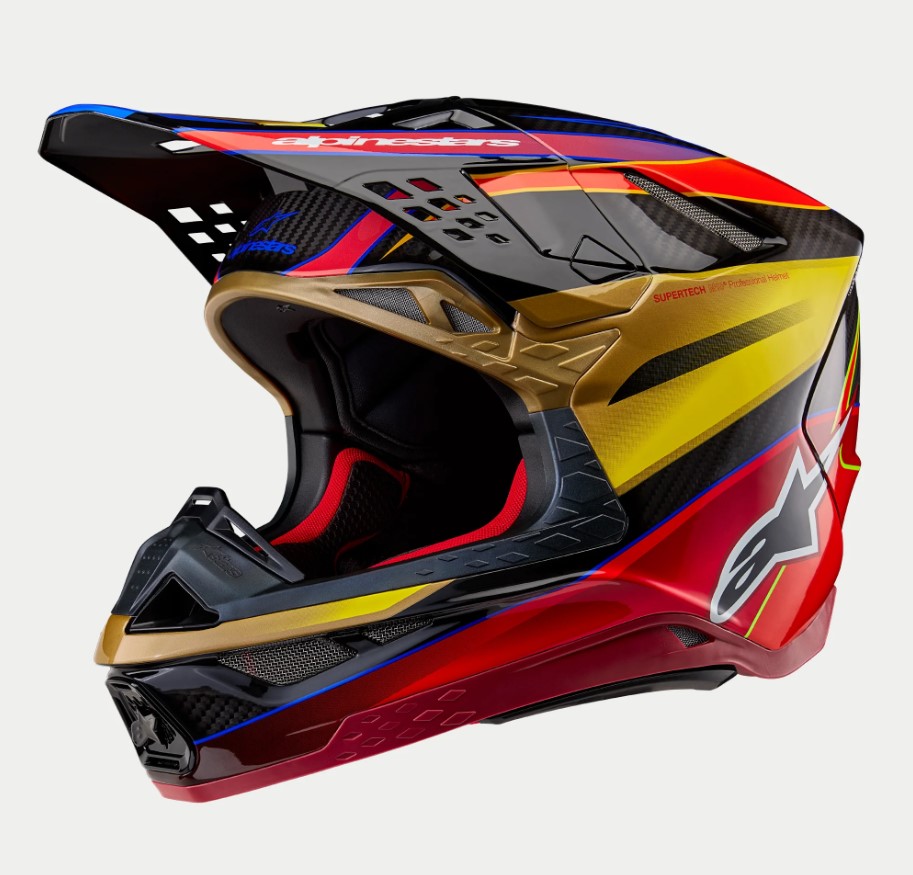 Alpinestars Supertech S-M10 Era Helmet Ece 22.06 Gold Yellow Rio Red Glossy Size L