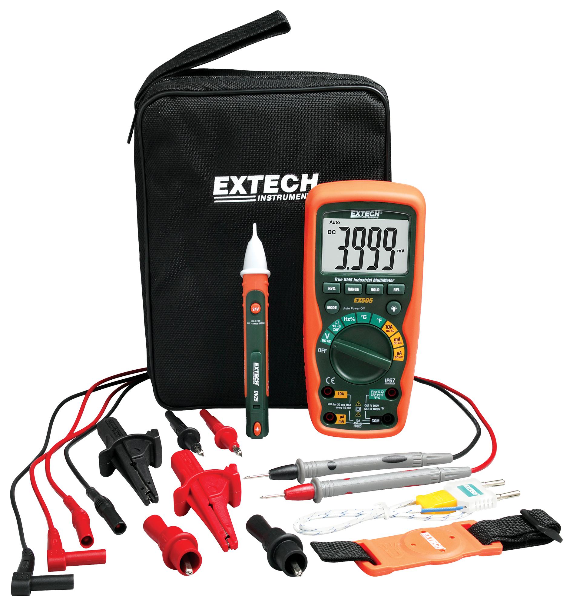 Extech Instruments Ex505-K Heavy Duty Industrial Multimeter Kit