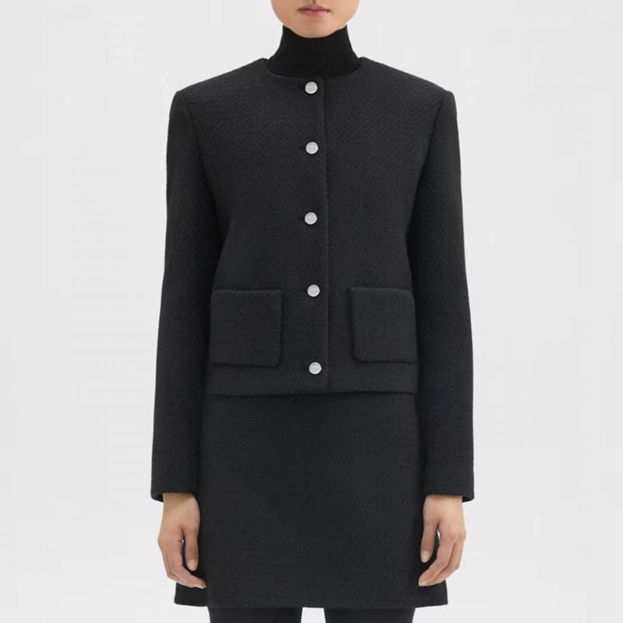 Black Cropped Wool Blend Jacket