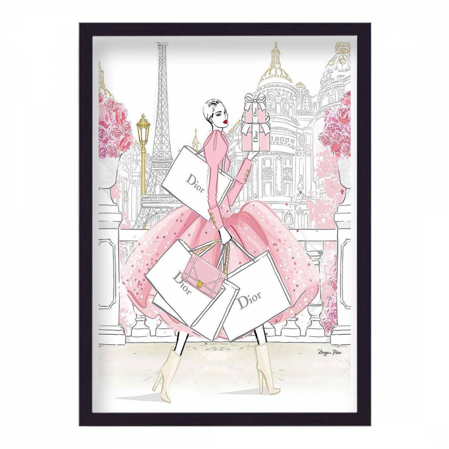 Dior Shopping In Paris Pink Gown Framed Print