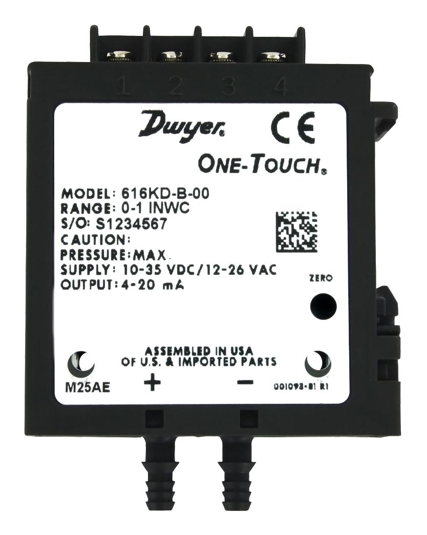 Dwyer 616Kd-12-V Pressure Transmitter, Diff, 750Pa