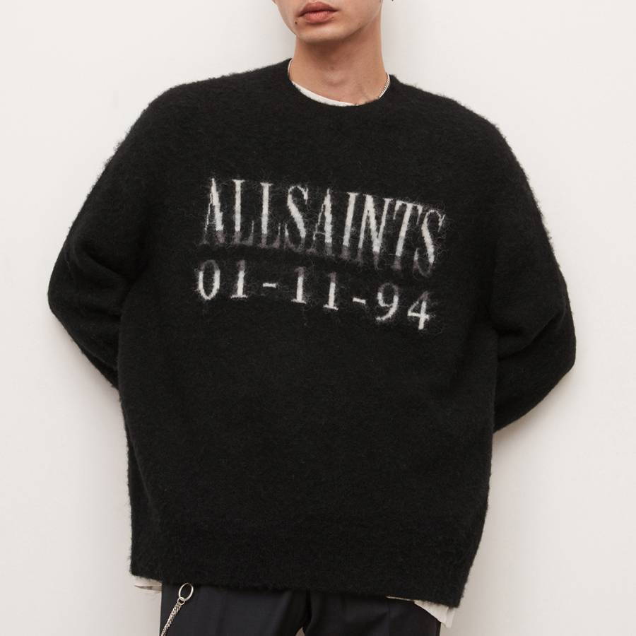 Black Codex Crew Neck Wool Blend Jumper