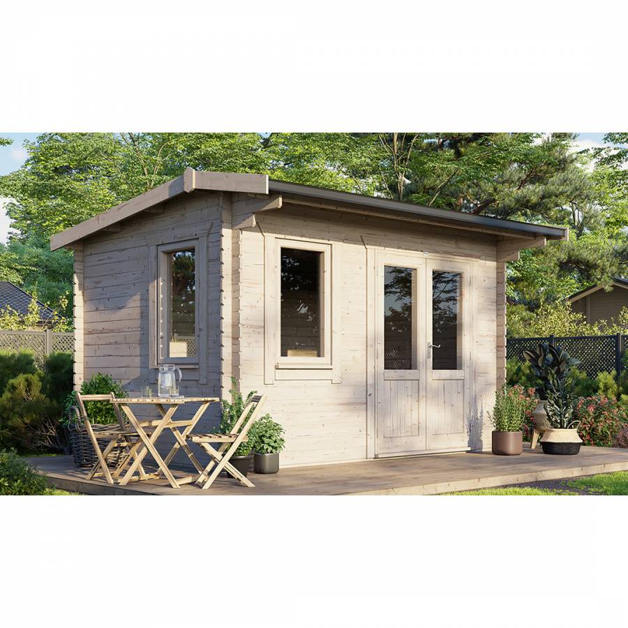 SAVE £560 14x10 Power Apex Log Cabin Doors to the Right  -  28mm