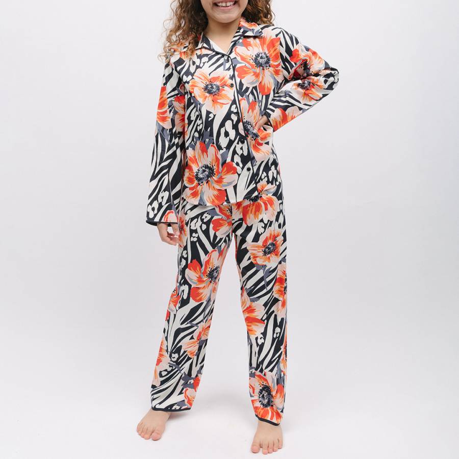 Multi Nicole Girls Animal Floral Print Pyjama Set
