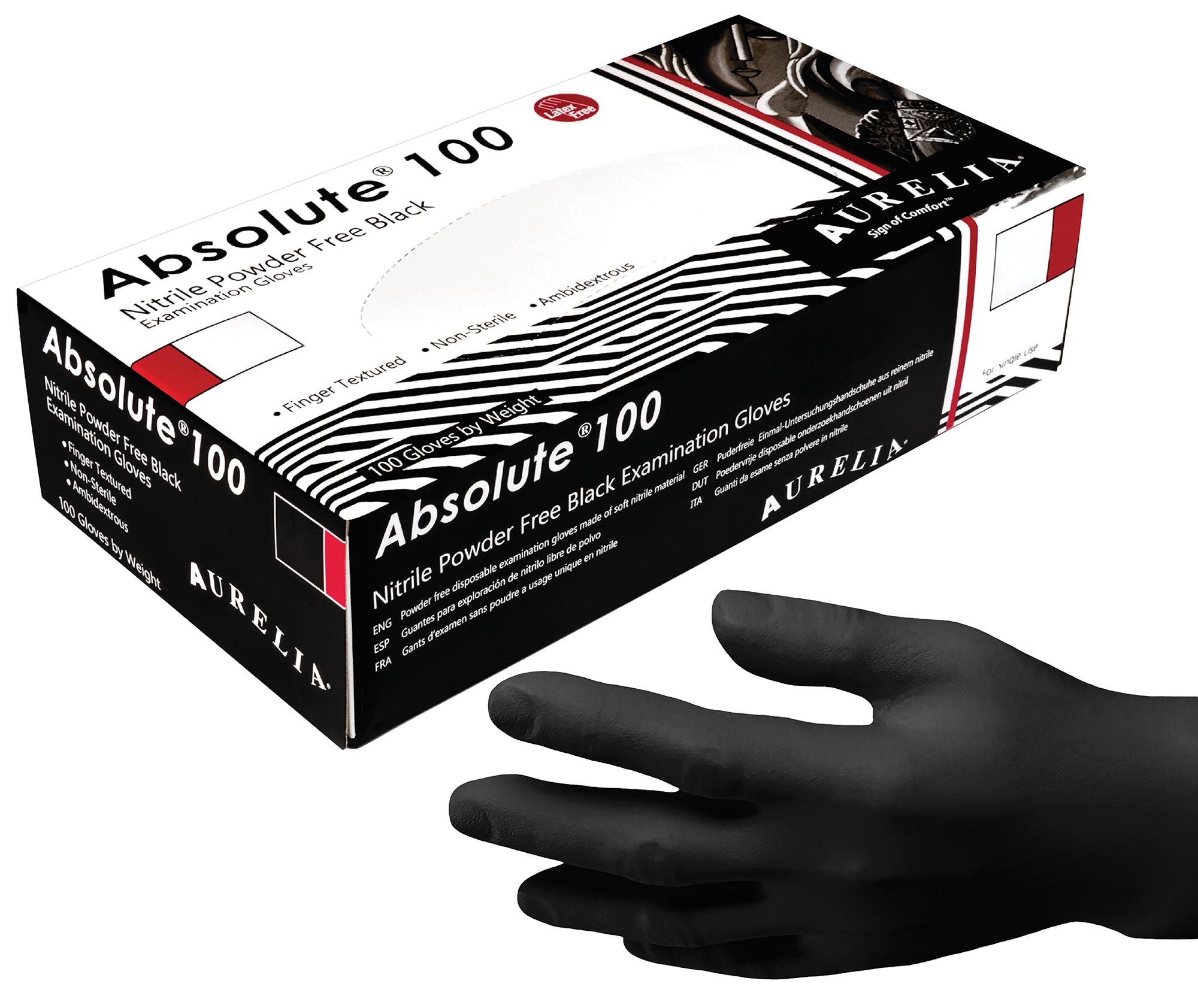 Aurelia 9899A7 NItrile Black Glove 3.2Ml Medium, X100