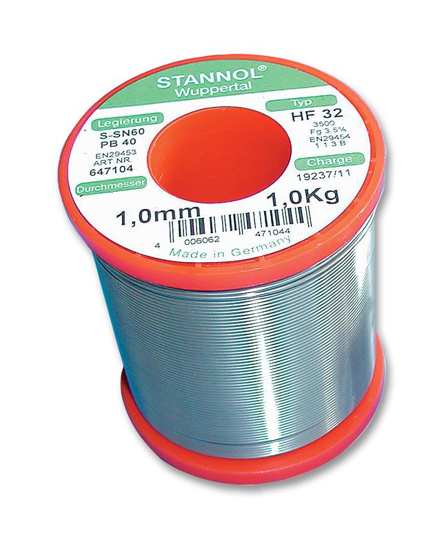 Stannol Hf32 3500 1,0mm 1Kg Solder Wire, 304Flux, 1.0mm, 1Kg