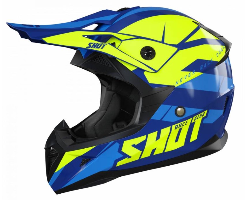 SHOT Pulse Revenge Navy Neon Yelllow Blue Glossy Offroad Helmet Size S
