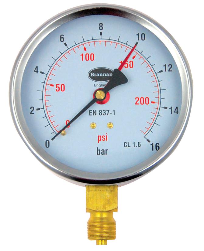 Brannan 34/656/0 Pressure Gauge, Dial, 0 To 16 Bar